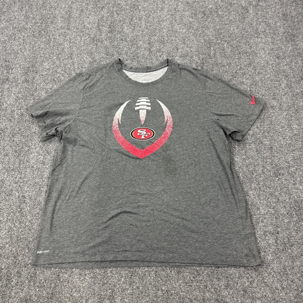 San Francisco 49ers Shirt Mens 2XL Gray NFL Football Nike Dri Fit Graphic Tee